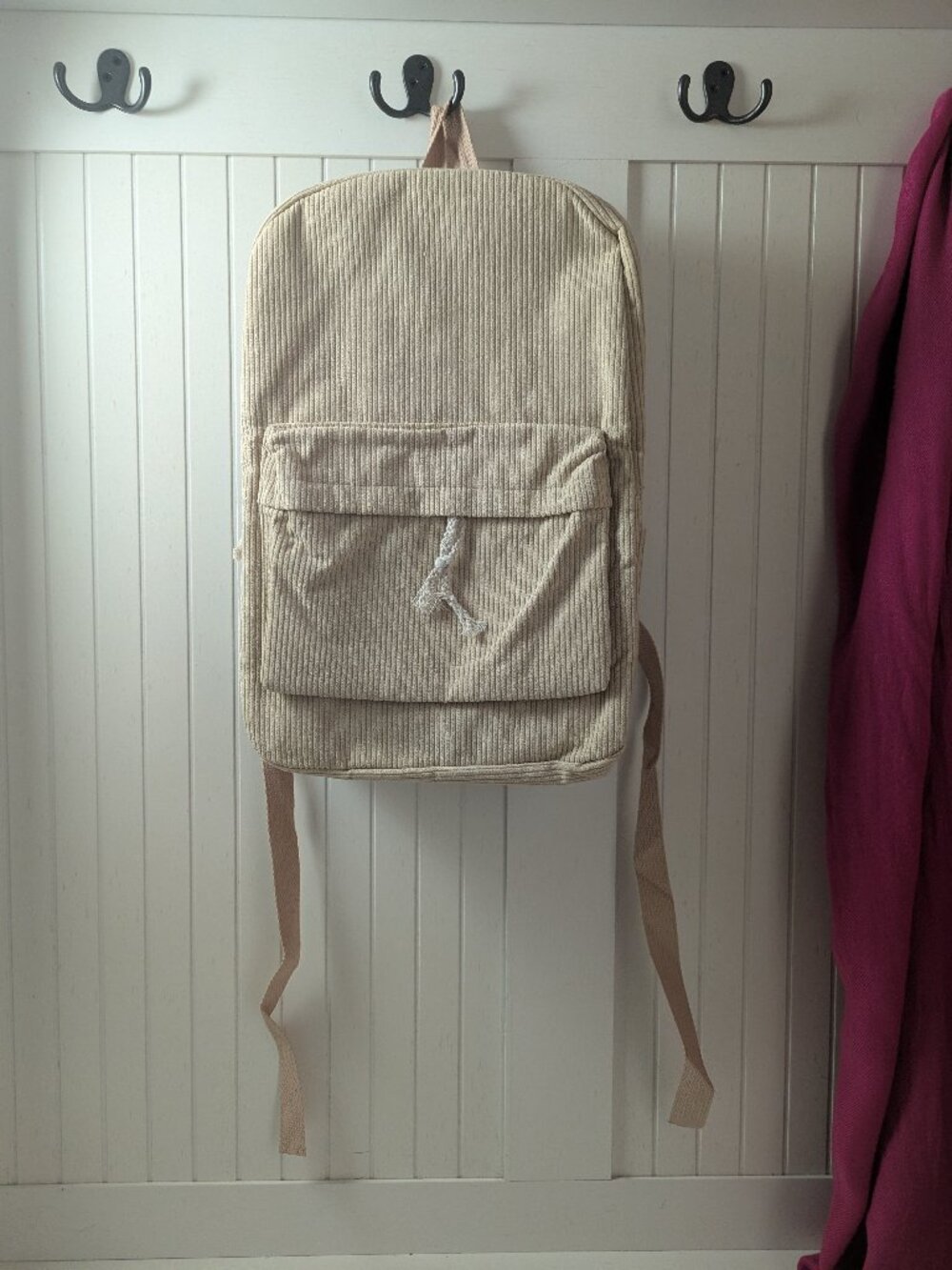 Beige Corduroy Backpack